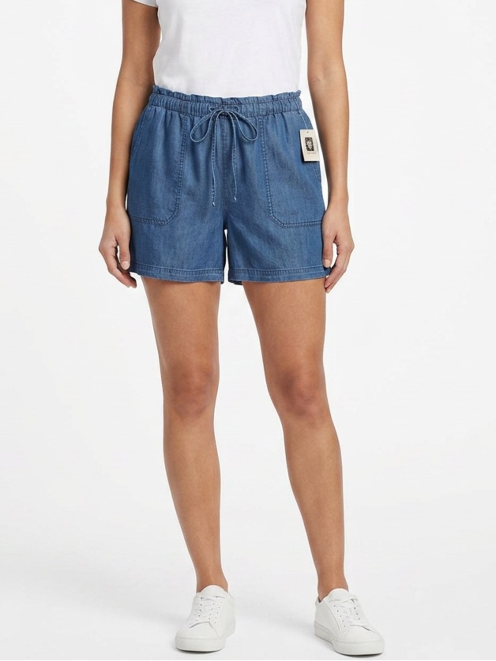 NWT Anne Klein Drawstring Chambray Shorts Size Large